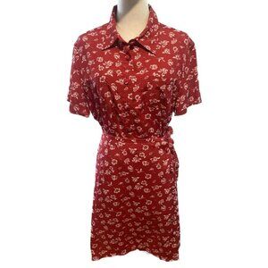 Y2k VILLAGER CLASSIC RED & WHITE FLORAL BLOUSE & SKIRT SET NORMCORE EUC SZ 14